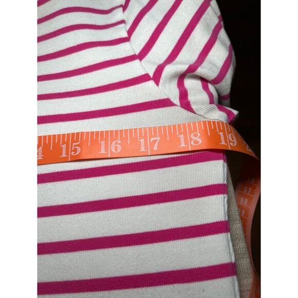 Vineyard Vines Dress Medium Pink White Stripe‎ Cotton  3 Quarter Sleeves Coastal - Picture 9 of 10